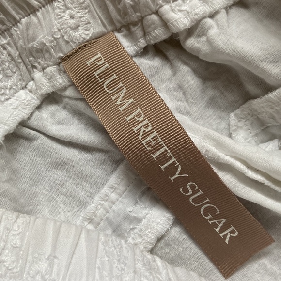 Plum Pretty Sugar White Cotton Embroidered Pants - Picture 5 of 6